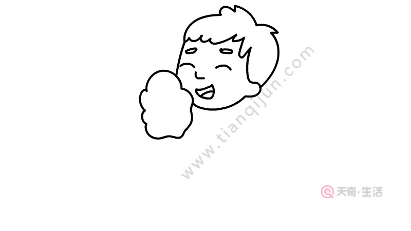 How to draw a little boy eating marshmallows(图2) How to draw a simple drawing of a little boy eating marshmallows