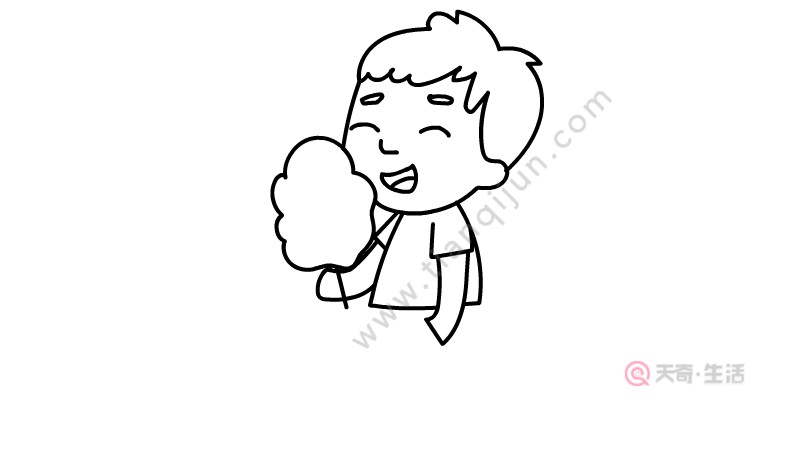 How to draw a little boy eating marshmallows(图3) How to draw a simple drawing of a little boy eating marshmallows