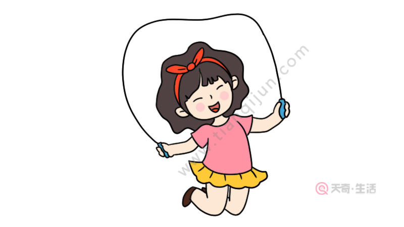 How to draw a girl skipping rope on Childrens Day(图1) How to draw a simple girl jumping rope on Children's Day